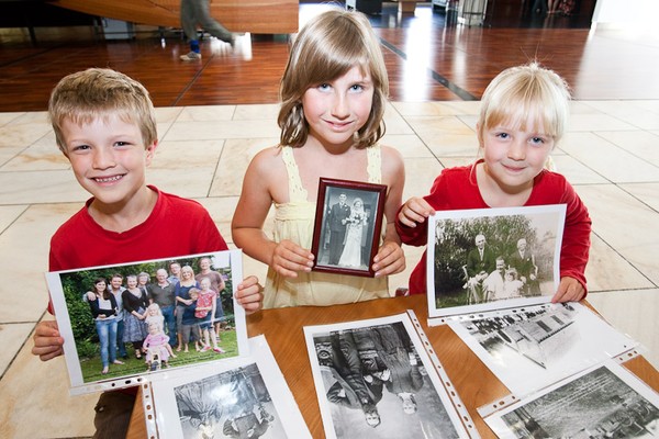 Oliver Galvin, Elizabeth McCloud, and Eva Galvin display